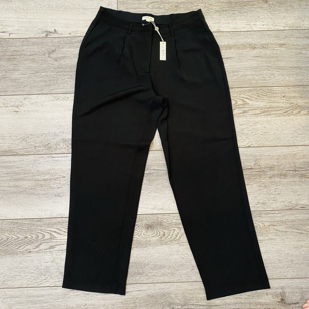 Max Studio London Pants Womens Size Xl Pleated Wide Leg Trousers Black Dress NWT